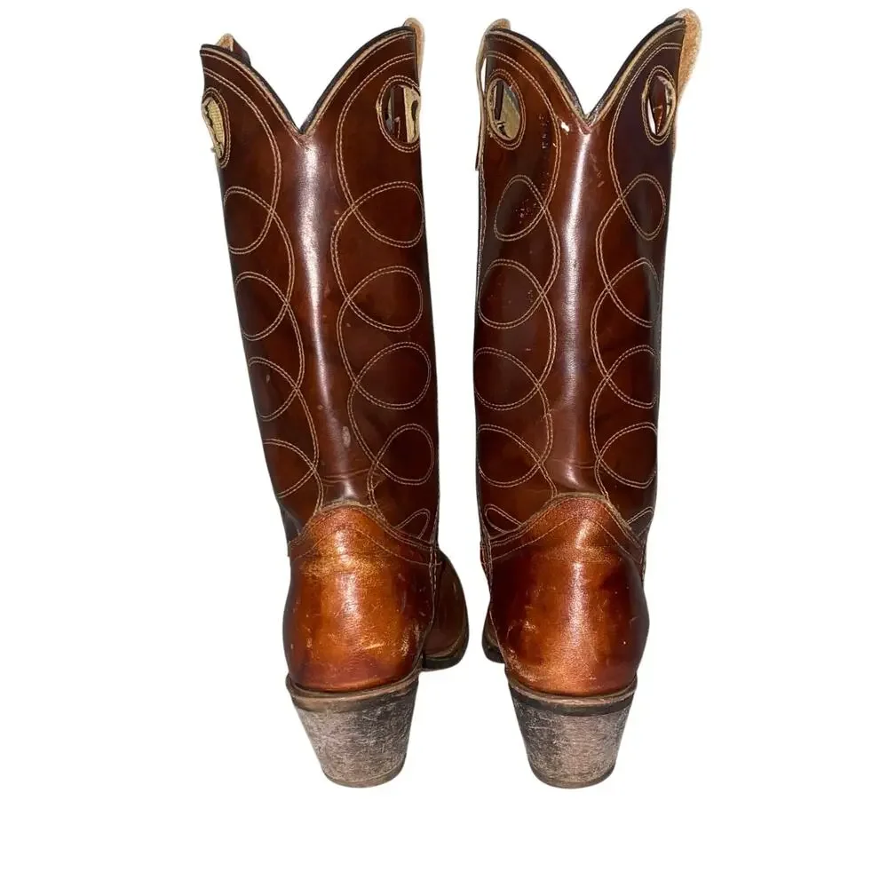 Texas Boot Co. Men’s Western Cowboy Boots Size 10 Vintage brown Leather Tall